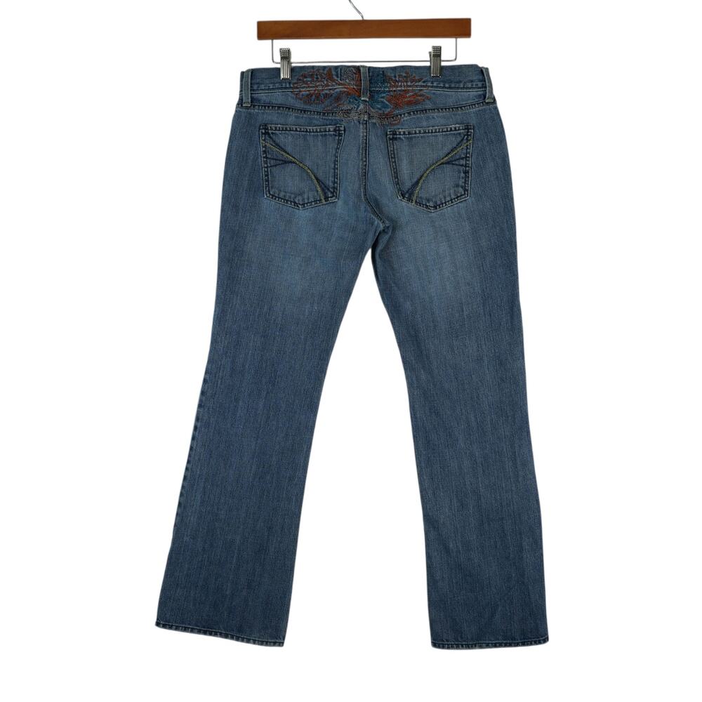Vintage 90s Old Navy Jeans Womens 8 Regular Blue‎ Bootcut Tramp Stamp Distressed - Picture 2 of 13
